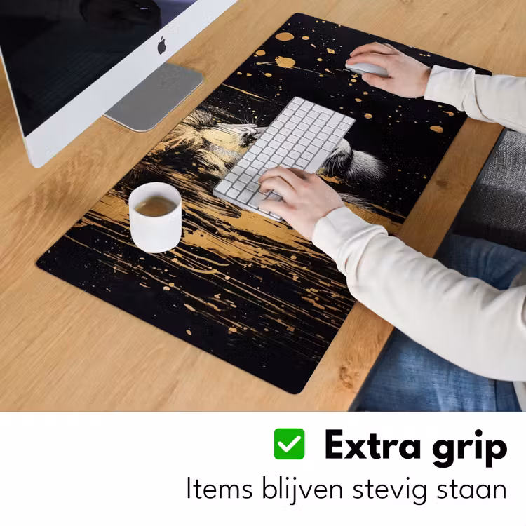 Portret - Leeuw - Abstract - Goud Muismat XXL klein -sfeer3