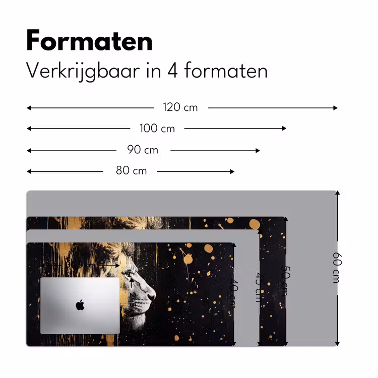 Portret - Leeuw - Abstract - Goud Muismat XXL klein -sfeer5