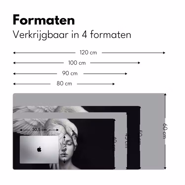 Portret - Zwaan - Zwart - Wit Muismat XXL klein -sfeer5