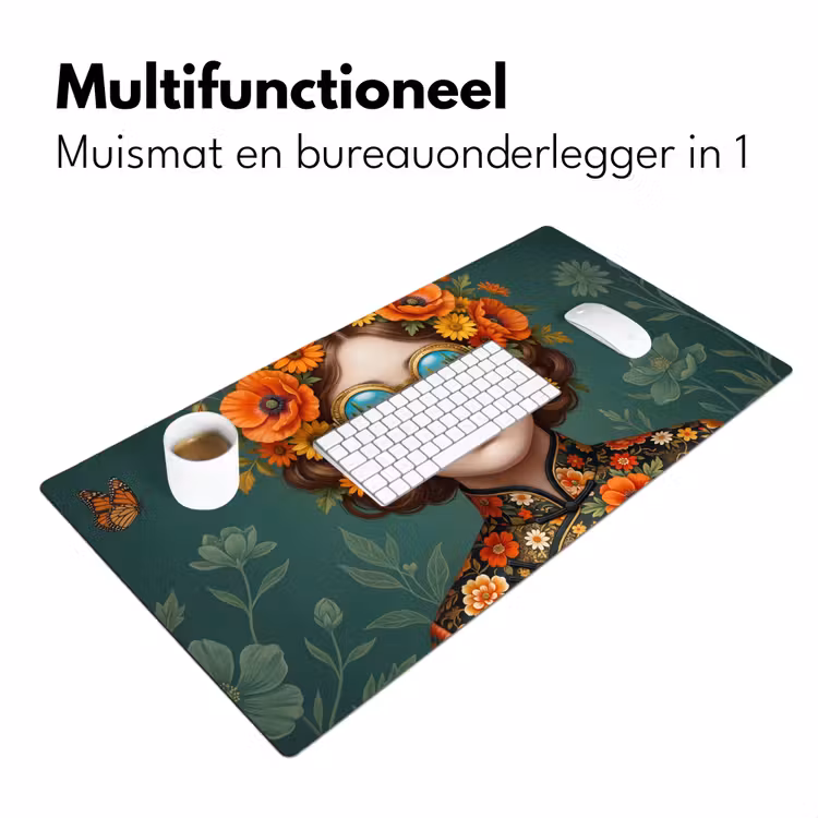 Portret - Vrouw - Kleurrijk - Expressief Muismat XXL klein -sfeer4