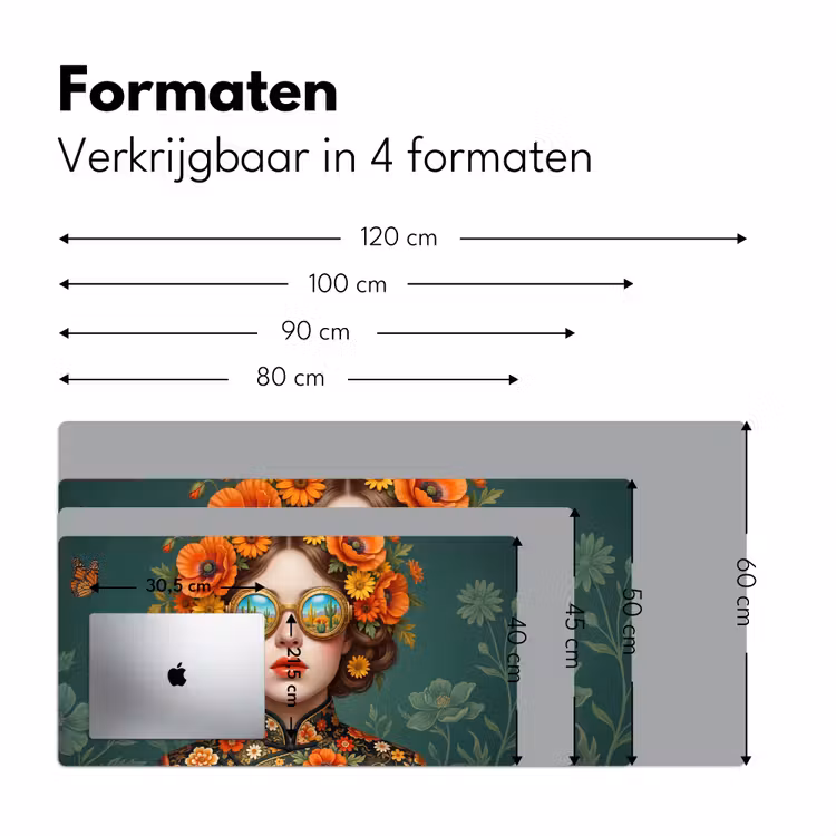 Portret - Vrouw - Kleurrijk - Expressief Muismat XXL klein -sfeer5