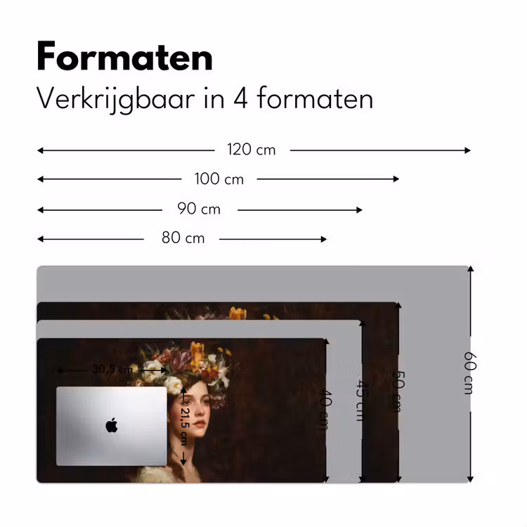 Portret - Vrouw - Bloemen Muismat XXL klein -sfeer5
