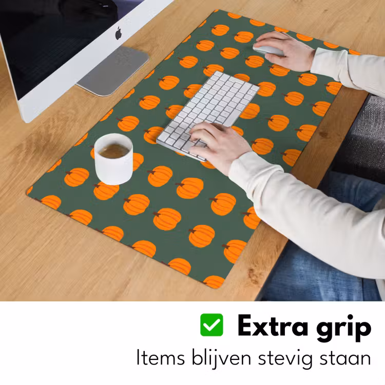 Pompoen - Patroon - Oranje Muismat XXL klein 681 -sfeer3