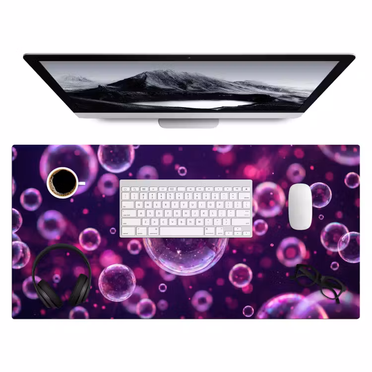 Paars - Bubbels - Schuim Muismat XXL klein -3d