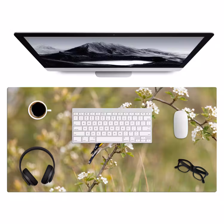 Putter - Bloesem - Lente - Natuur - Kleurrijk Muismat XXL klein -3d