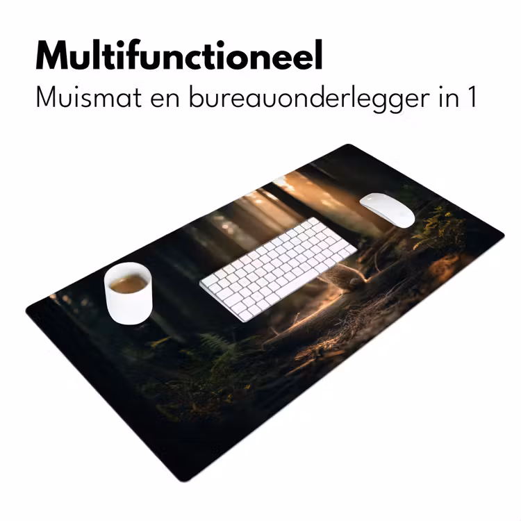 Konijn - Bos - Zonnestralen Muismat XXL klein -sfeer4