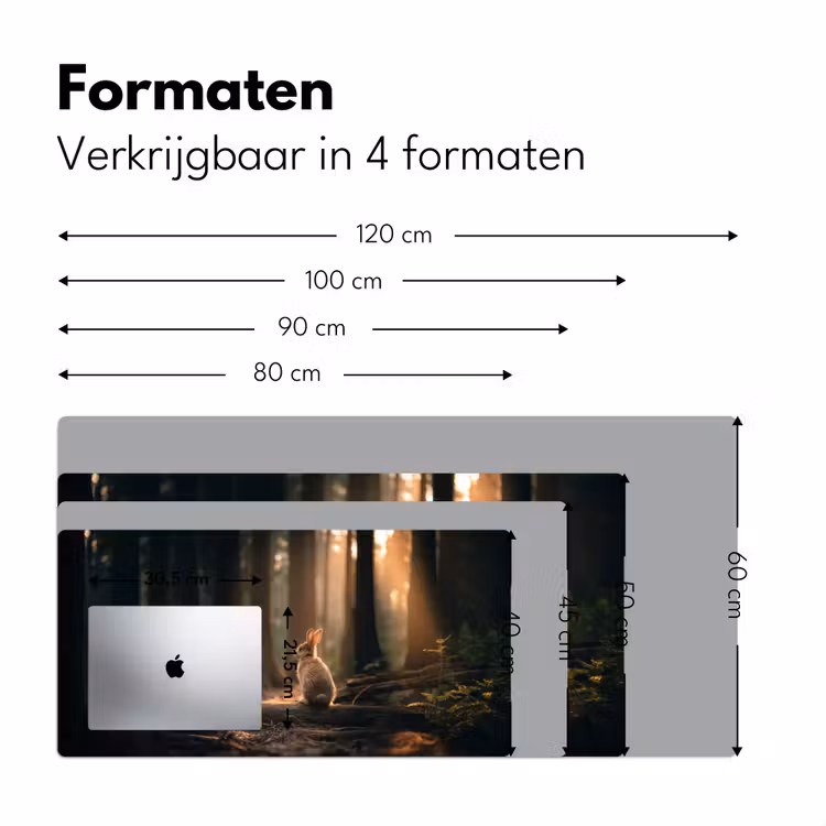 Konijn - Bos - Zonnestralen Muismat XXL klein -sfeer5