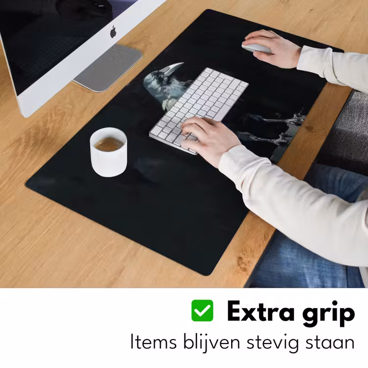 Raaf - Vogels - Zwart Muismat XXL klein -sfeer3