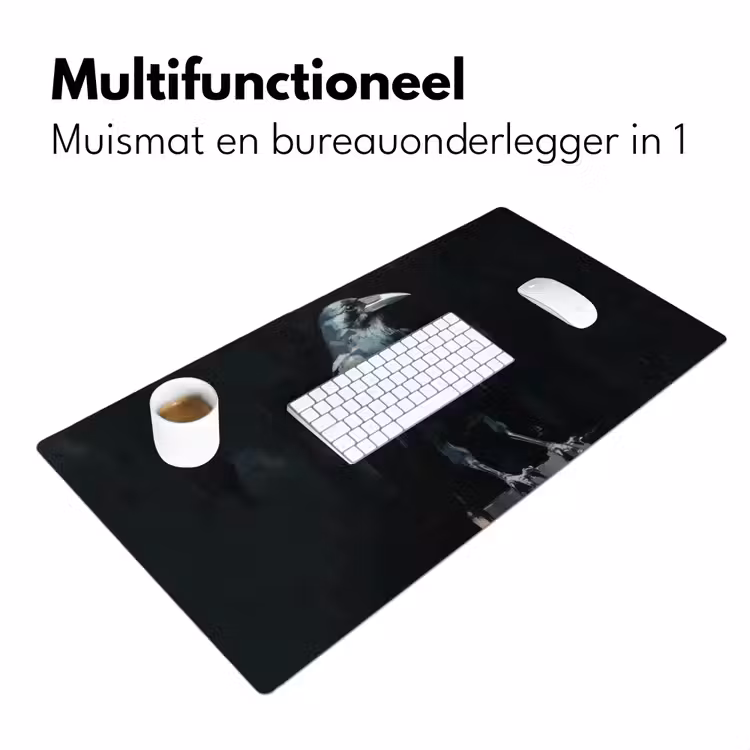 Raaf - Vogels - Zwart Muismat XXL klein -sfeer4