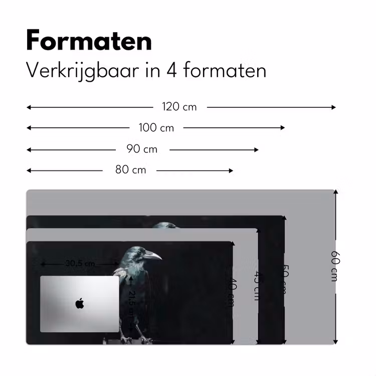 Raaf - Vogels - Zwart Muismat XXL klein -sfeer5