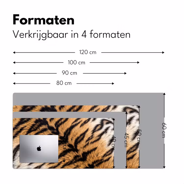 Realistisch - Tijgervacht - Zwart Muismat XXL klein -sfeer5