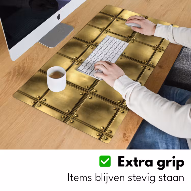 Platen - Industrieel - Stoer - Goud Muismat XXL klein 681 -sfeer3