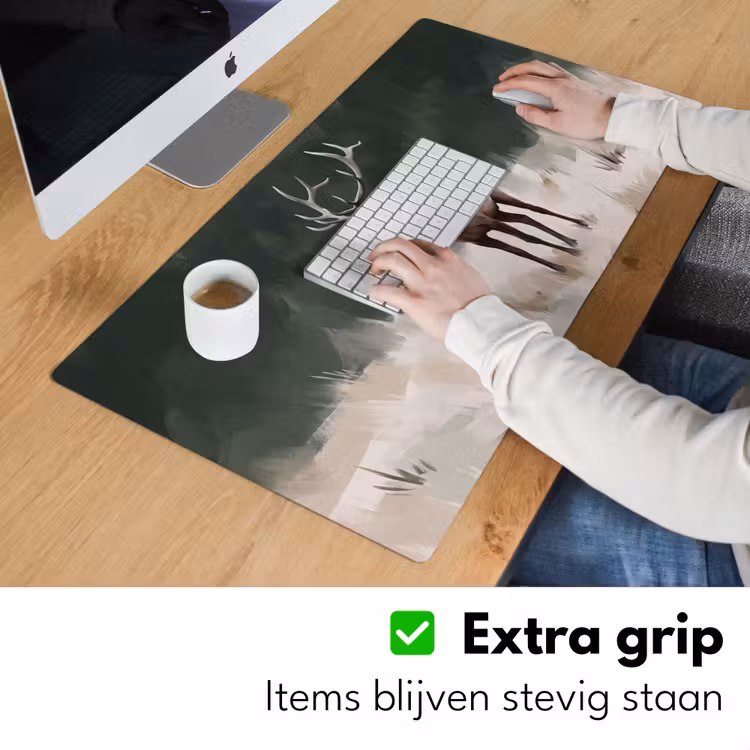 Edelhert - Gewei - Schildering - Rustiek Muismat XXL klein -sfeer3
