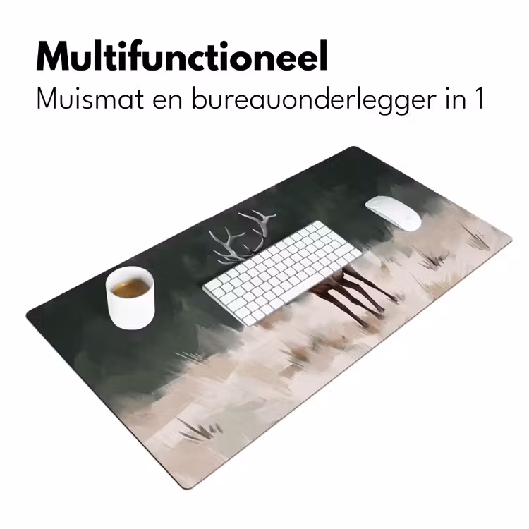 Edelhert - Gewei - Schildering - Rustiek Muismat XXL klein -sfeer4