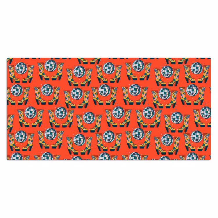 Rood - Disco - Patroon Muismat XXL klein 681 -3d_leeg