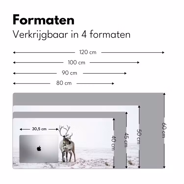 Rendier - Gewei - Sneeuw - Winter Muismat XXL klein -sfeer5