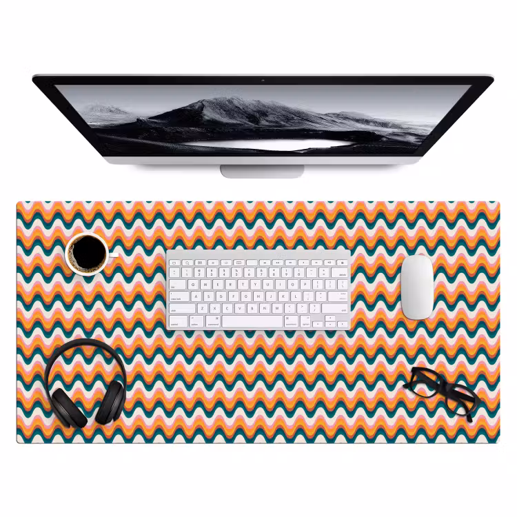 Retro - Disco - Golven - Kleur Muismat XXL klein 681 -3d