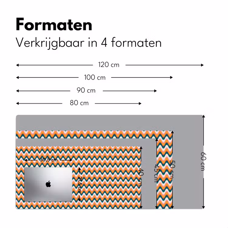 Retro - Disco - Golven - Kleur Muismat XXL klein 681 -sfeer5