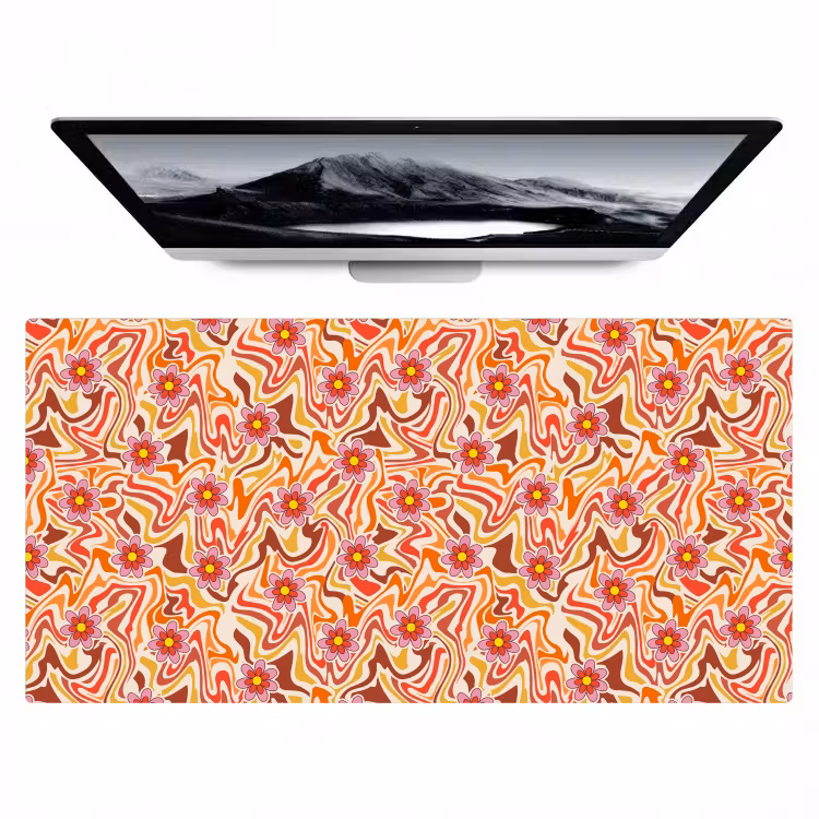 Retro - Bloemen - Patroon Muismat XXL klein 681 -zzz3d