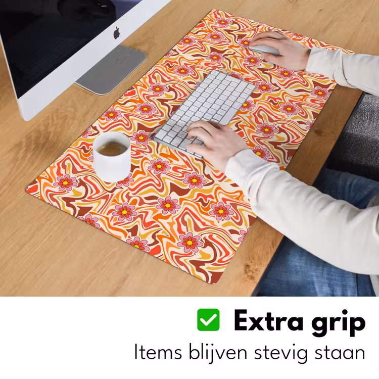 Retro - Bloemen - Patroon Muismat XXL klein 681 -sfeer3