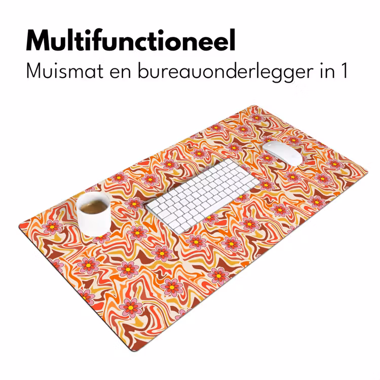Retro - Bloemen - Patroon Muismat XXL klein 681 -sfeer4