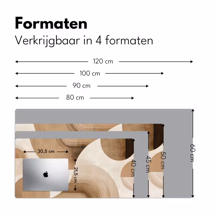 Retro - Geometrische lagen - Aardetinten Muismat XXL klein -sfeer5