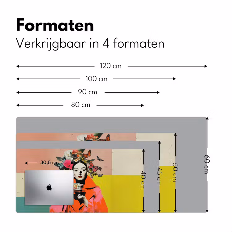 Retro - Vrouw - Kopje - Vlinders Muismat XXL klein -sfeer5