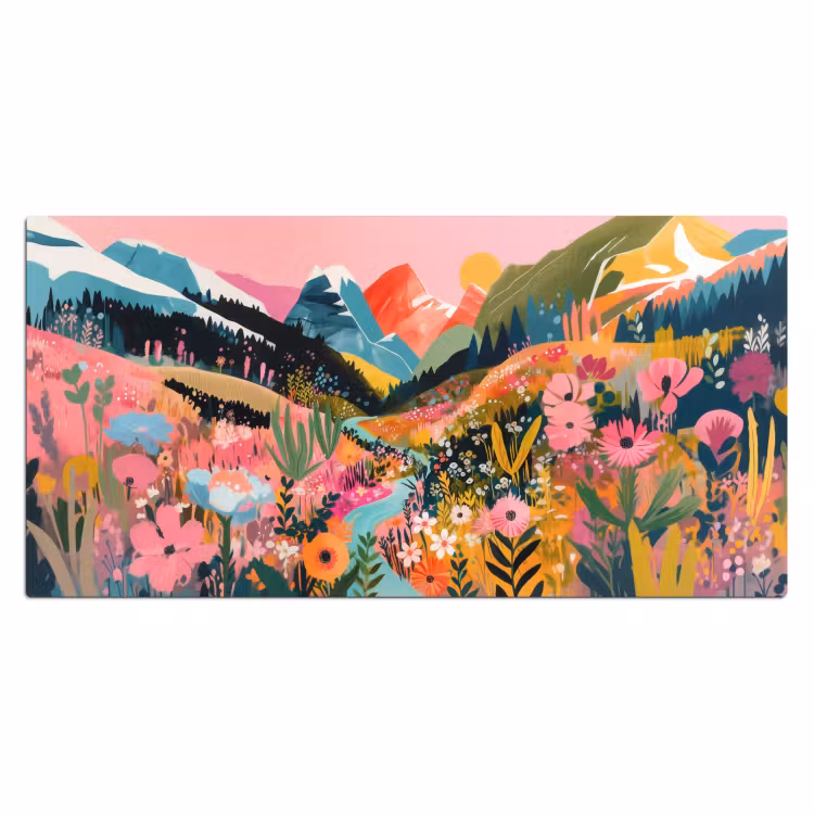 Rivier - Diepte - Bloemen Muismat XXL klein -3d_leeg