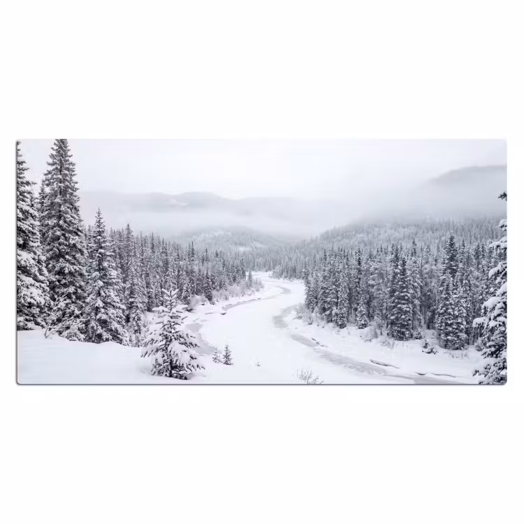 Rivier - Bevroren - Landschap - Winter Muismat XXL klein -3d_leeg