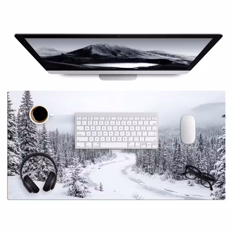 Rivier - Bevroren - Landschap - Winter Muismat XXL klein -3d