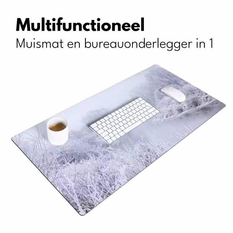 Rivier - Sneeuw - Bos - Winter - Schilderachtig Muismat XXL klein -sfeer4