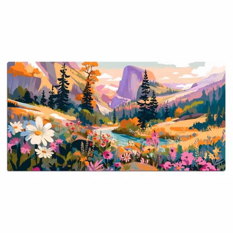 Rivier - Vallei vol bloemen - Levendig Muismat XXL klein -3d_leeg