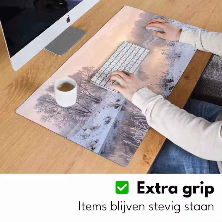 Rivier - Winter - Landschap - Sneeuw - Zonsopgang Muismat XXL klein -sfeer3