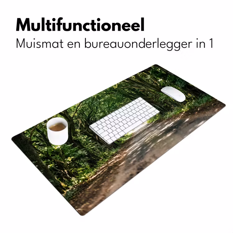 Weg - Bomen - Natuur - Groen Muismat XXL klein -sfeer4