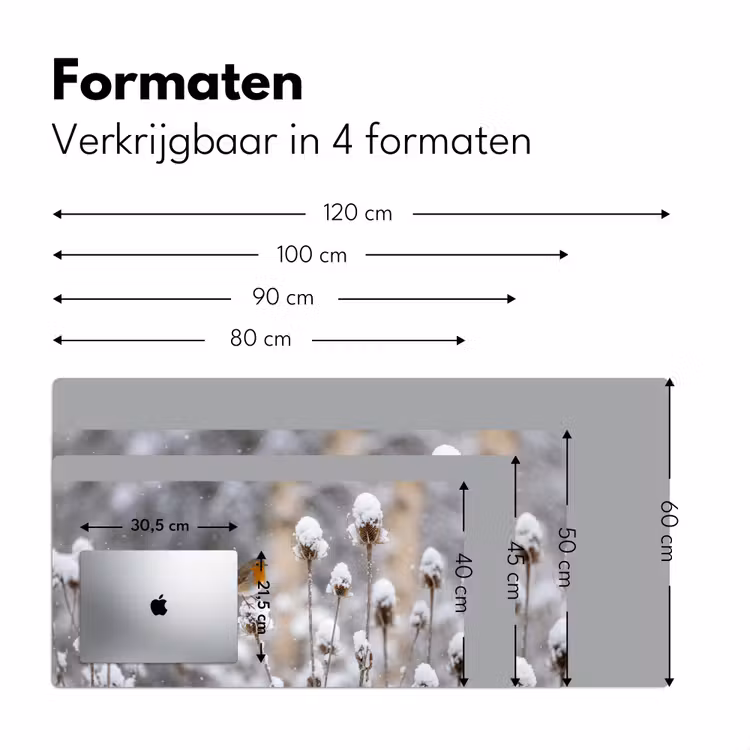 Roodborstje - Gedroogde bloem - Sneeuw - Winter - Vertederend Muismat XXL klein -sfeer5