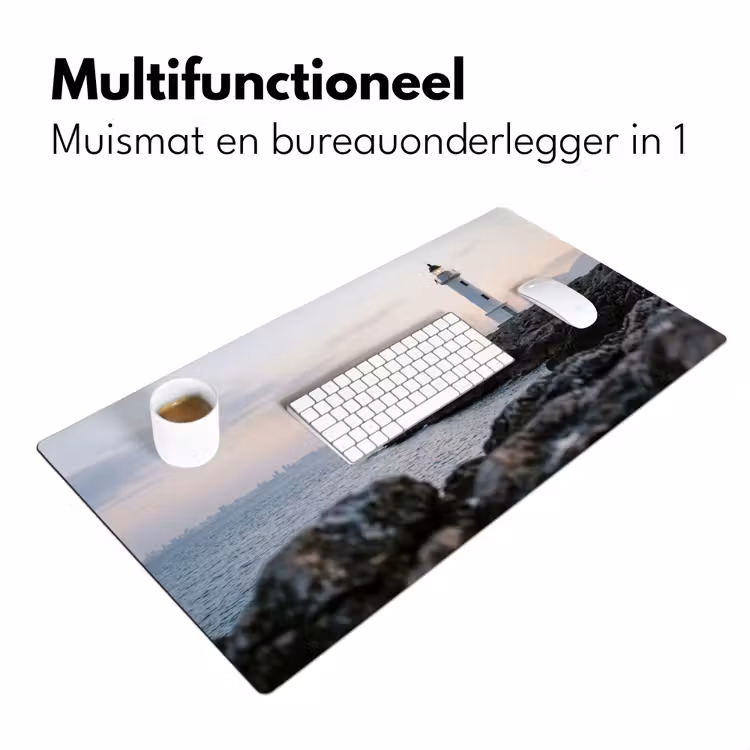 Rotsen - Vuurtoren - Wit Muismat XXL klein -sfeer4