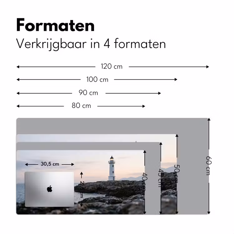 Rotsen - Vuurtoren - Wit Muismat XXL klein -sfeer5