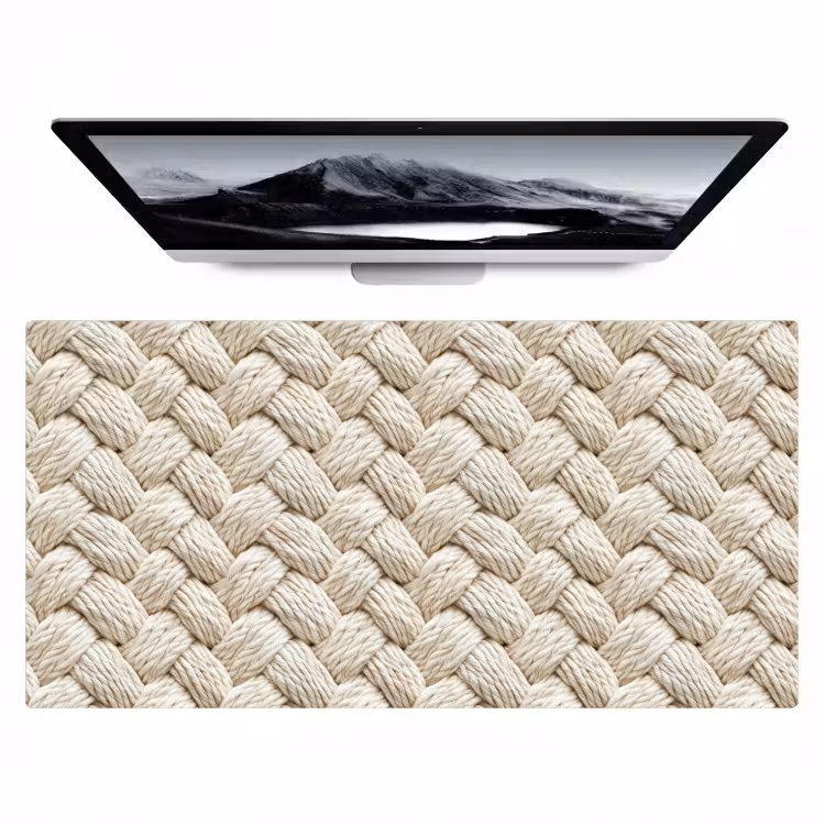 Touw - Gebreid - Beige Muismat XXL klein 681 -zzz3d