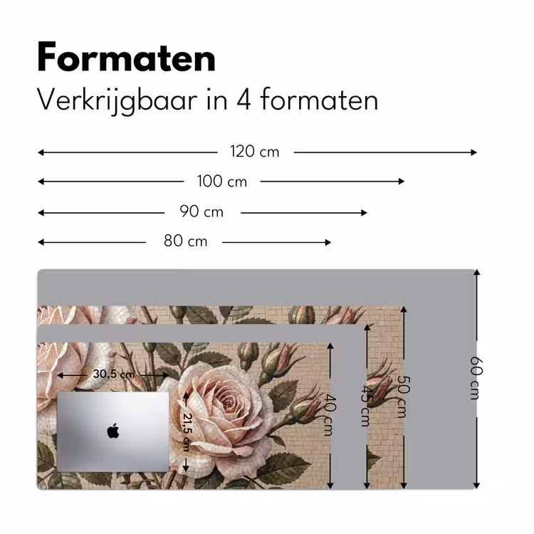 Roos - Mozaïek - Bloemen - Klassiek - Beige Muismat XXL klein -sfeer5