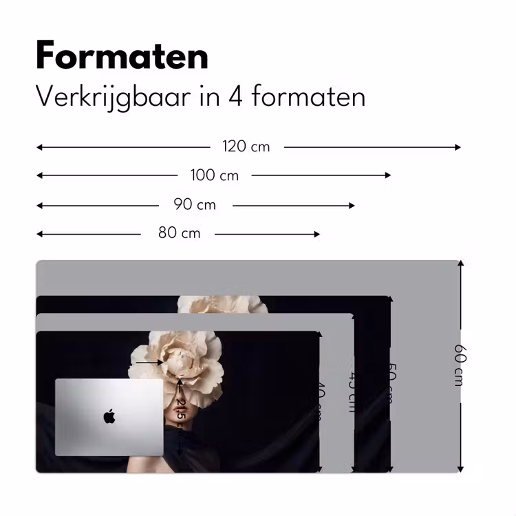 Roos - Tijdloos - Zwart Muismat XXL klein -sfeer5