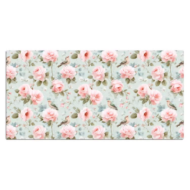 Rozen - Vogels - Pastel - Kleurrijk Muismat XXL klein 681 -3d_leeg