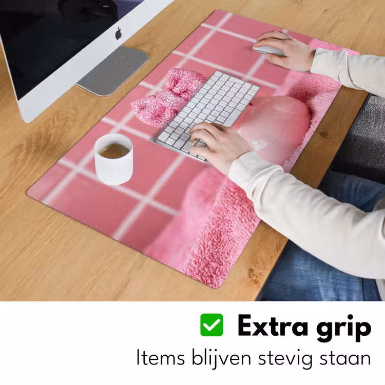 Badeend -Strik - Roze Muismat XXL klein -sfeer3