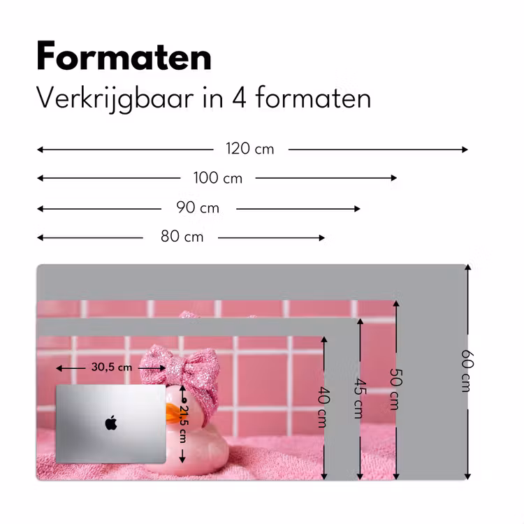 Badeend -Strik - Roze Muismat XXL klein -sfeer5