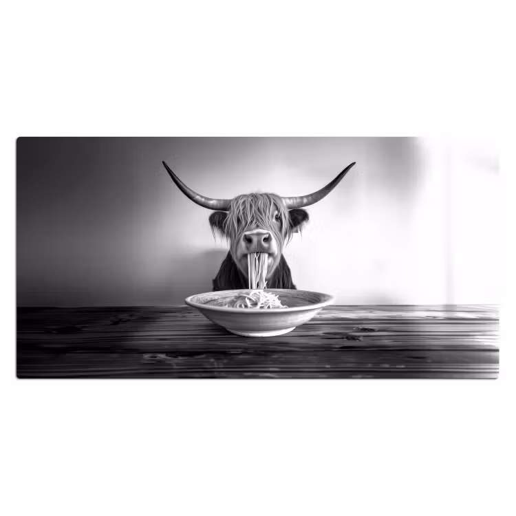 Schotse Hooglander - Spaghetti - Dieren - Zwart wit Muismat XXL klein -3d_leeg