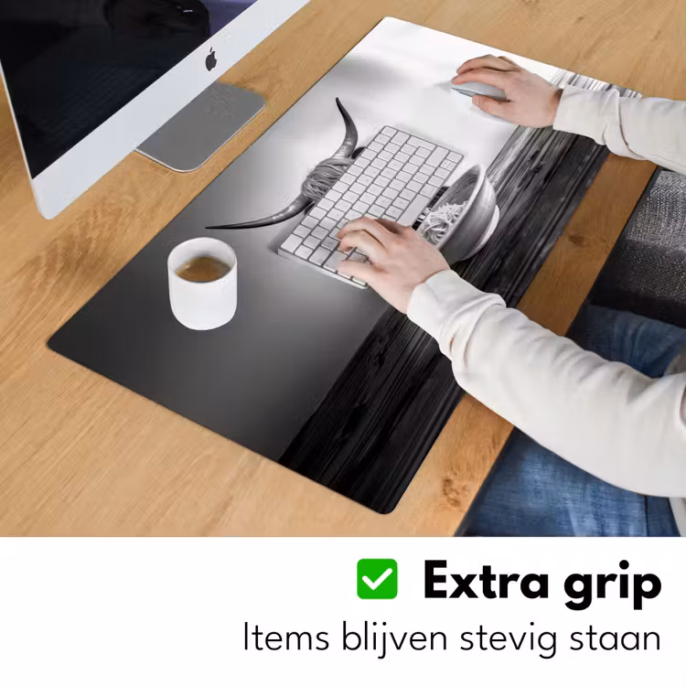 Schotse Hooglander - Spaghetti - Dieren - Zwart wit Muismat XXL klein -sfeer3