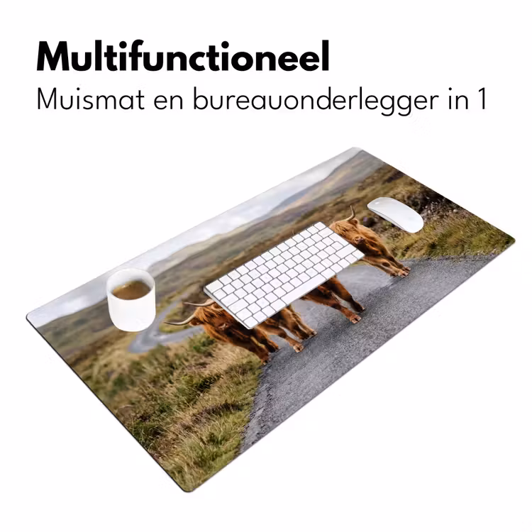 Schotse Hooglanders - Weg - Landschap - Kudde Muismat XXL klein -sfeer4