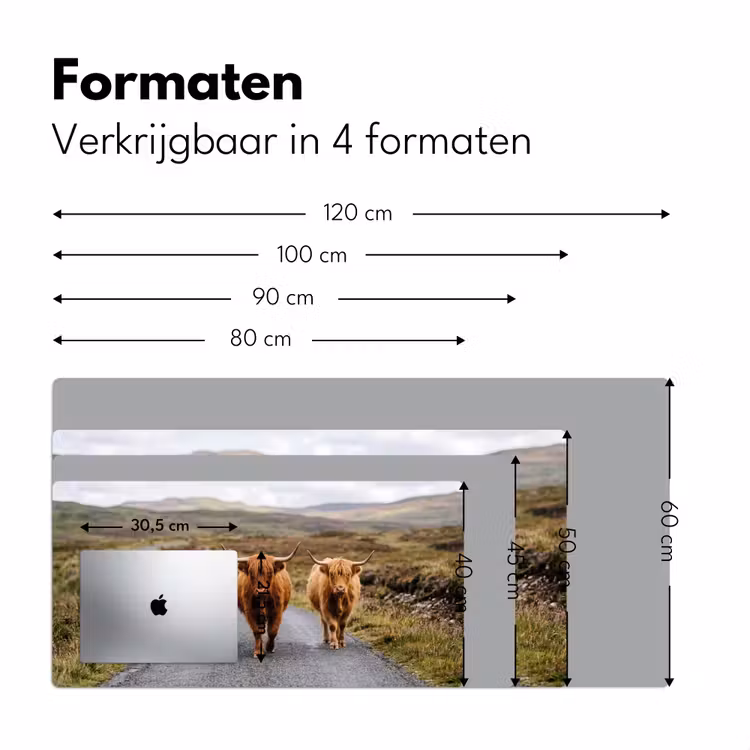 Schotse Hooglanders - Weg - Landschap - Kudde Muismat XXL klein -sfeer5