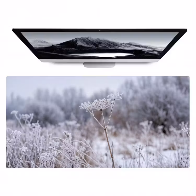 Schermbloem - Rijp - Kristallen - Winter - Delicaat Muismat XXL klein -zzz3d
