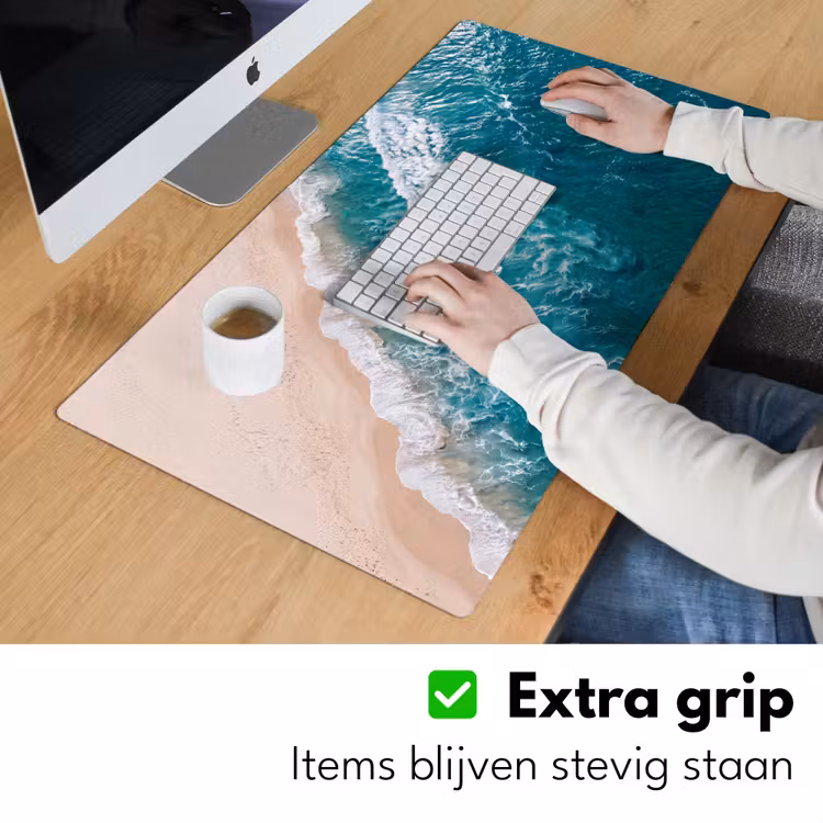 Zee - Strand - Golven - Natuur - Blauw Muismat XXL klein -sfeer3