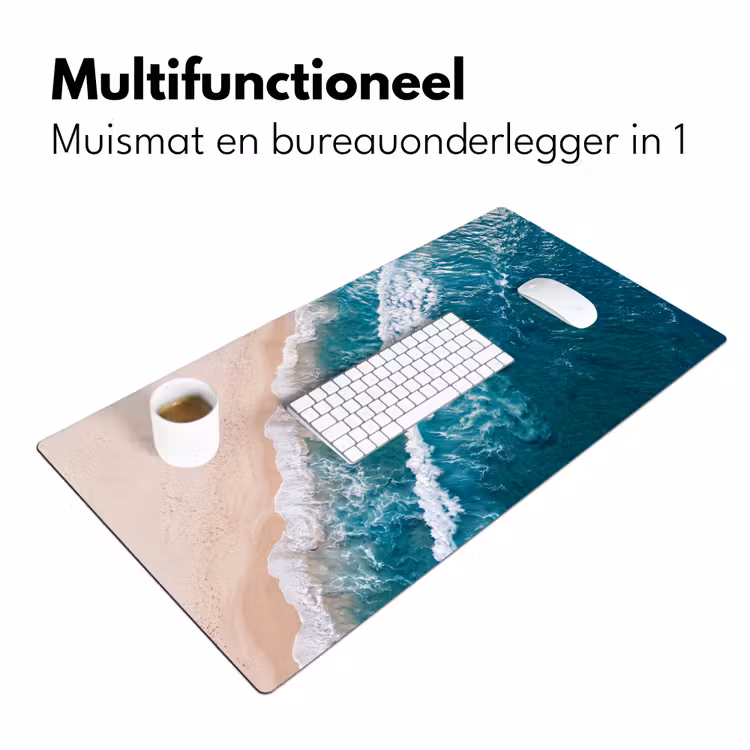 Zee - Strand - Golven - Natuur - Blauw Muismat XXL klein -sfeer4